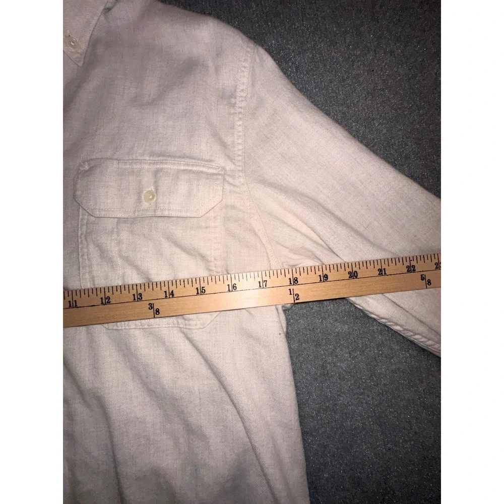 Banana Republic Mens Untucked Fit Flannel Shirt Beige Oatmeal Button Down Small